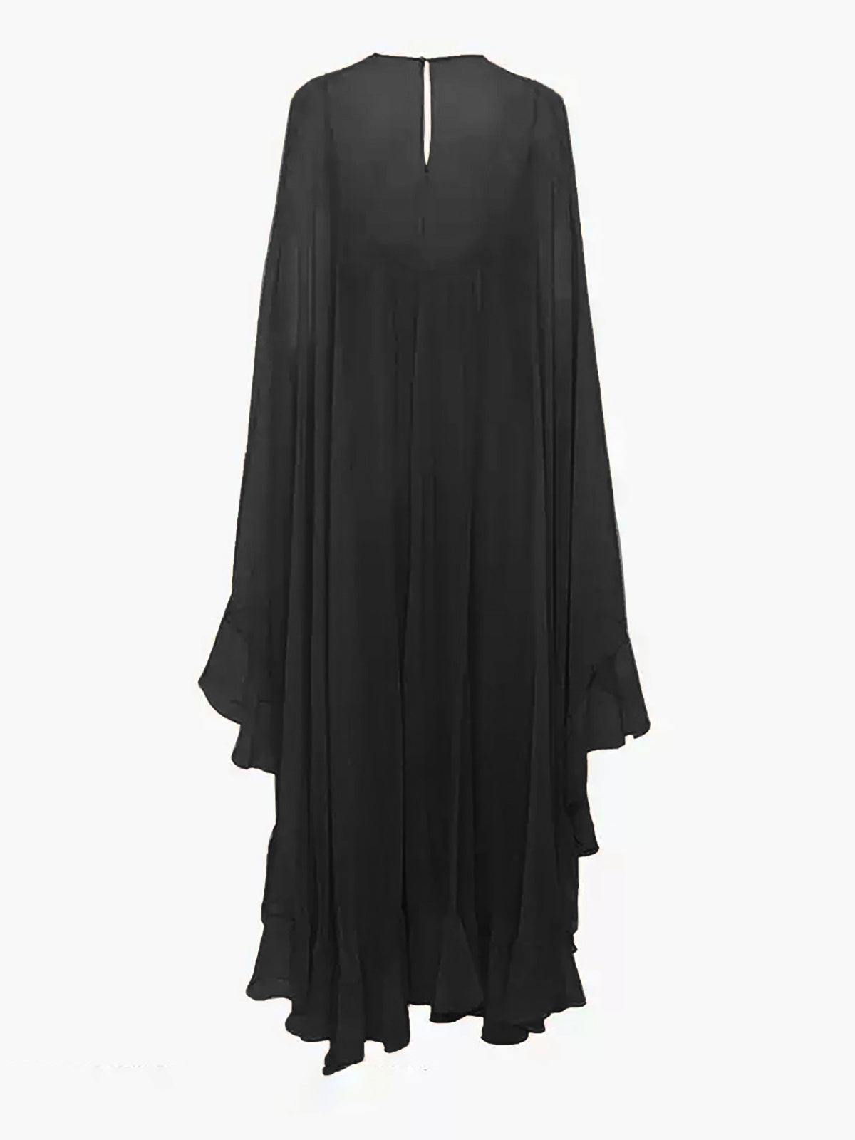 Maxi Dress with Long Sleeves and Sheer Chiffon, Crew Neck Shift Fit