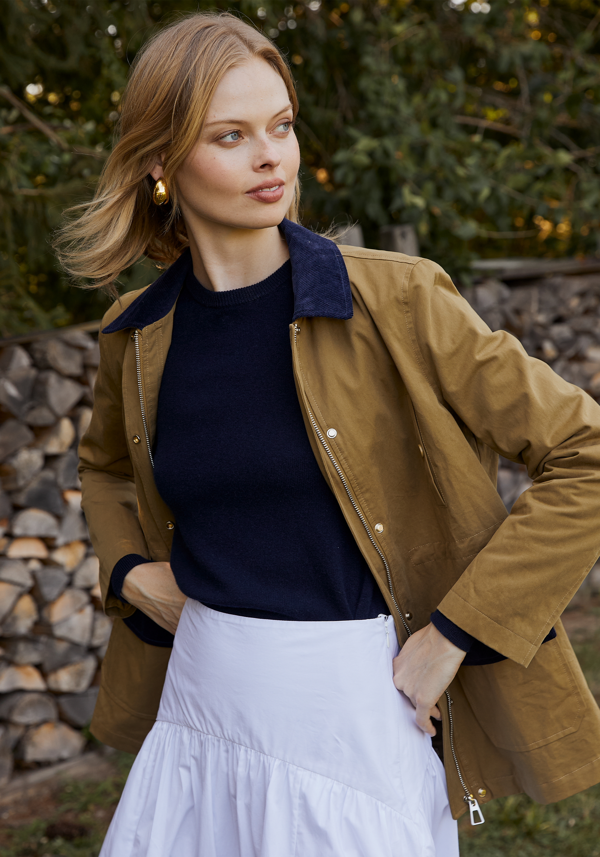 Women’s Classic Barn Jacket with Corduroy Trim, Adjustable