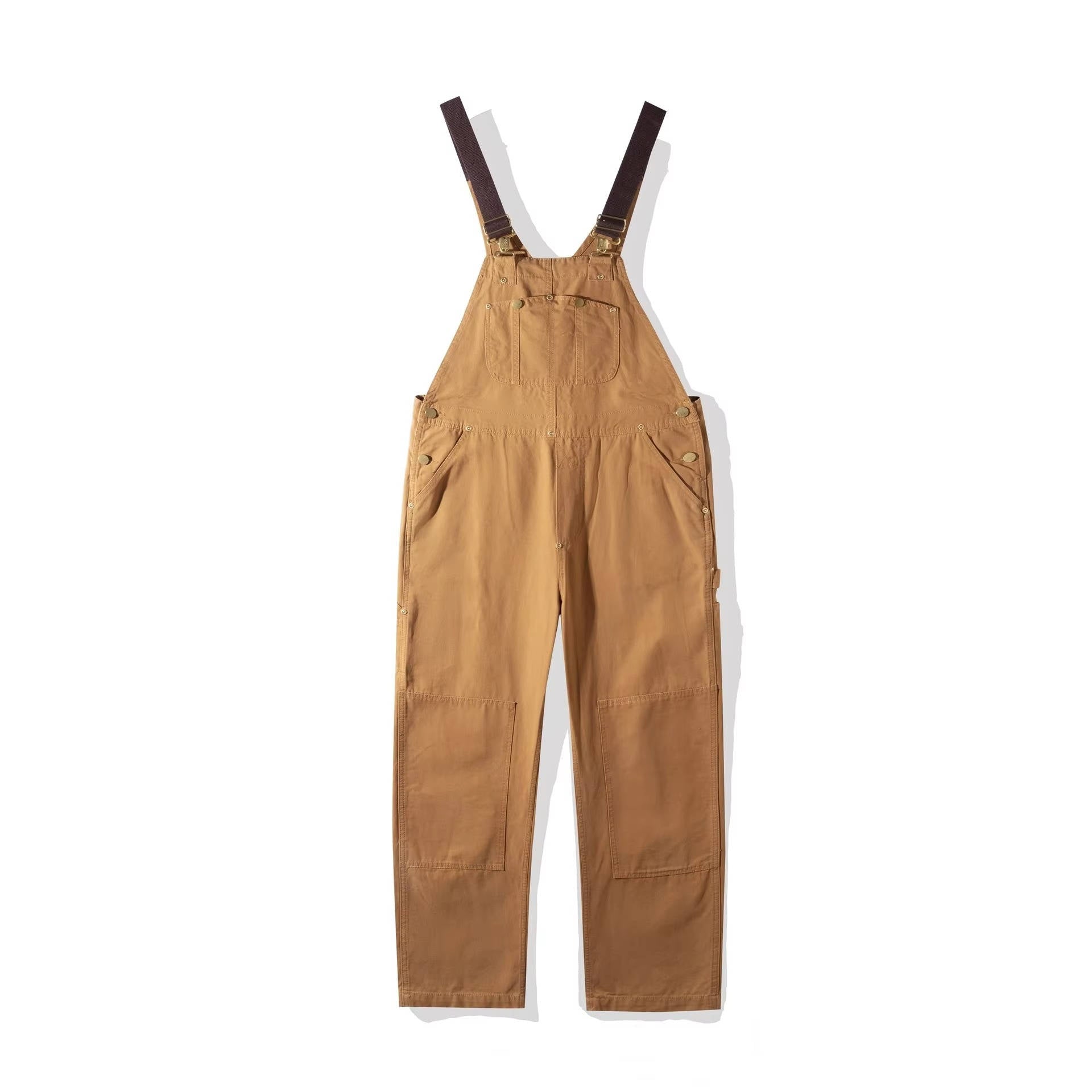 Women's Canvas Bib Overalls with Padded Straps and Multiple Pockets