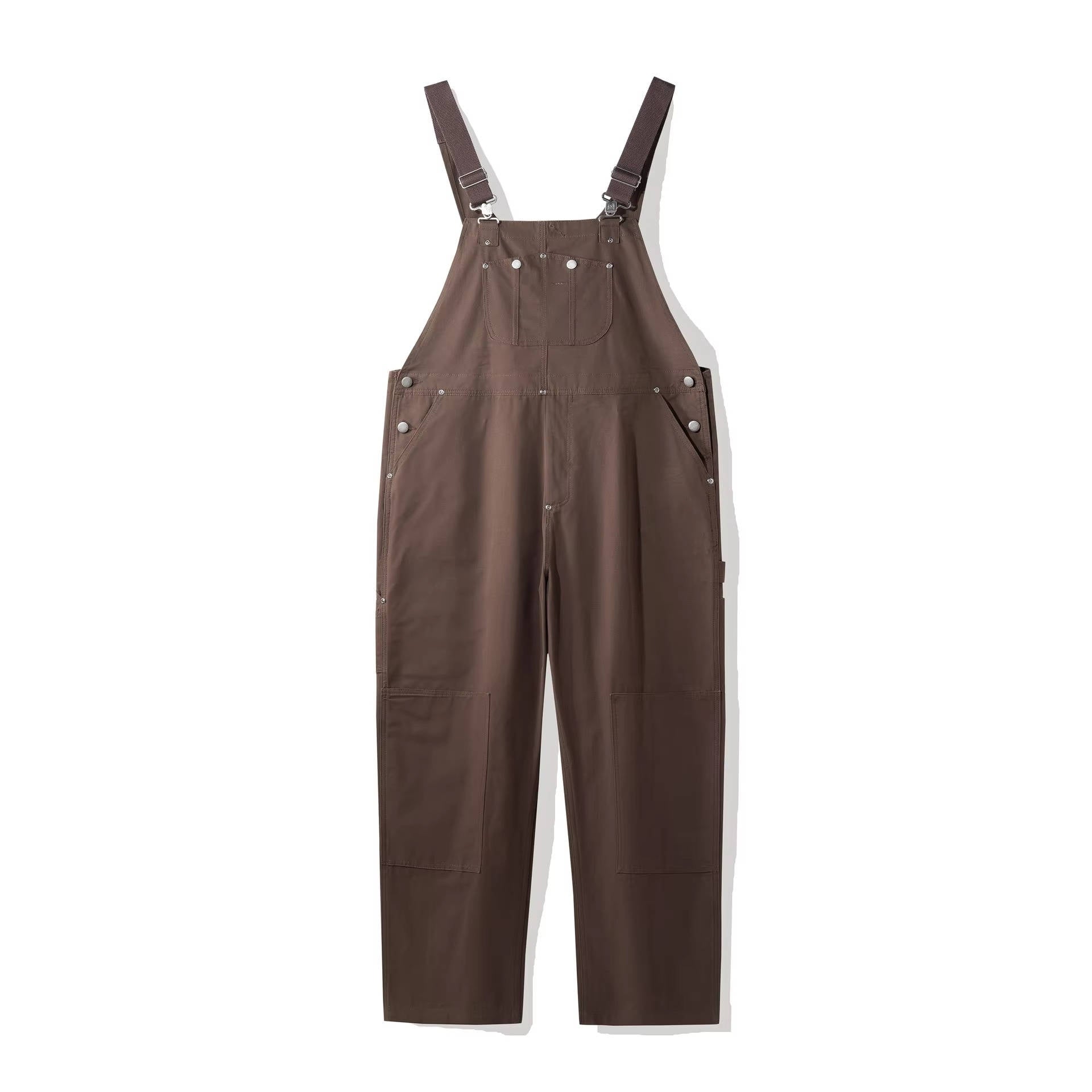 Women's Canvas Bib Overalls with Padded Straps and Multiple Pockets