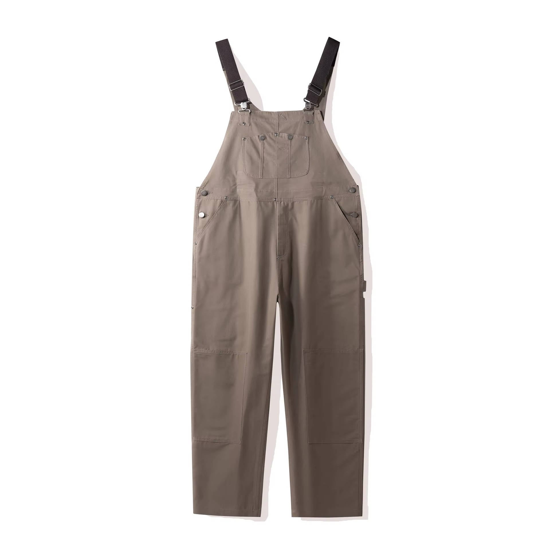 Women's Canvas Bib Overalls with Padded Straps and Multiple Pockets