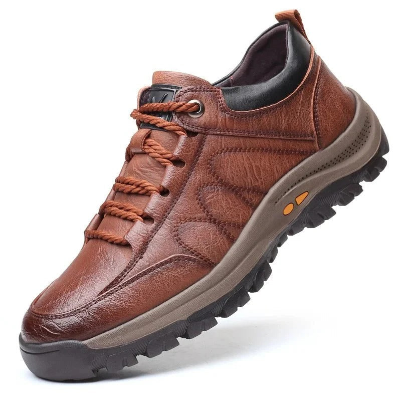 Men's Cowhide Leather Shoes with Arch Support and Waterproof Design