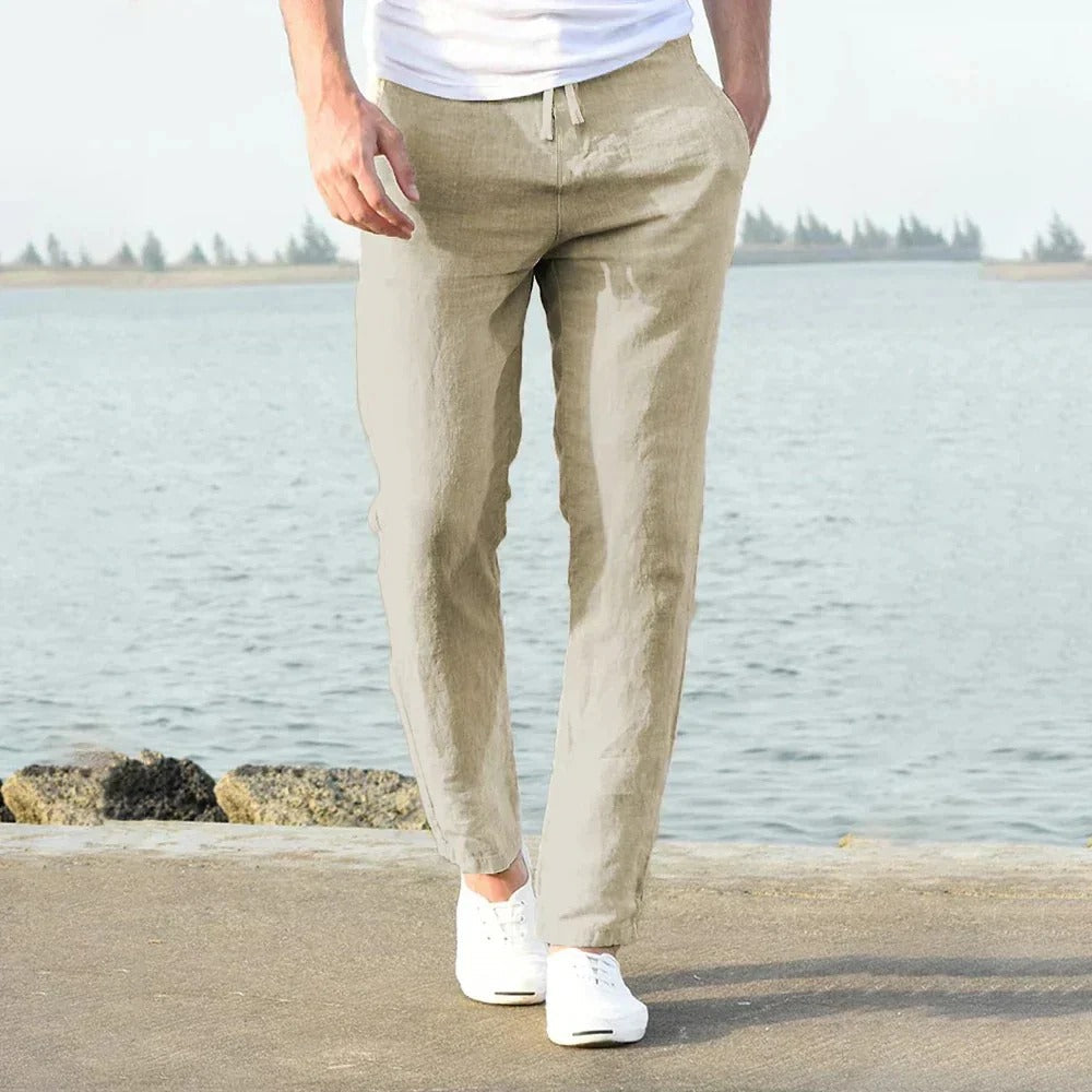 Relaxed Linen Trousers with Breathable Fabric for Warm Weather