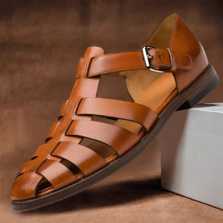 Men's Open-Toe Sandals with Buckle Strap Adjustment and Contoured Footbed