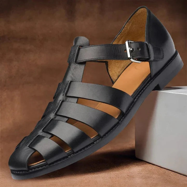Men's Open-Toe Sandals with Buckle Strap Adjustment and Contoured Footbed