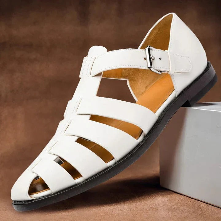 Men's Open-Toe Sandals with Buckle Strap Adjustment and Contoured Footbed