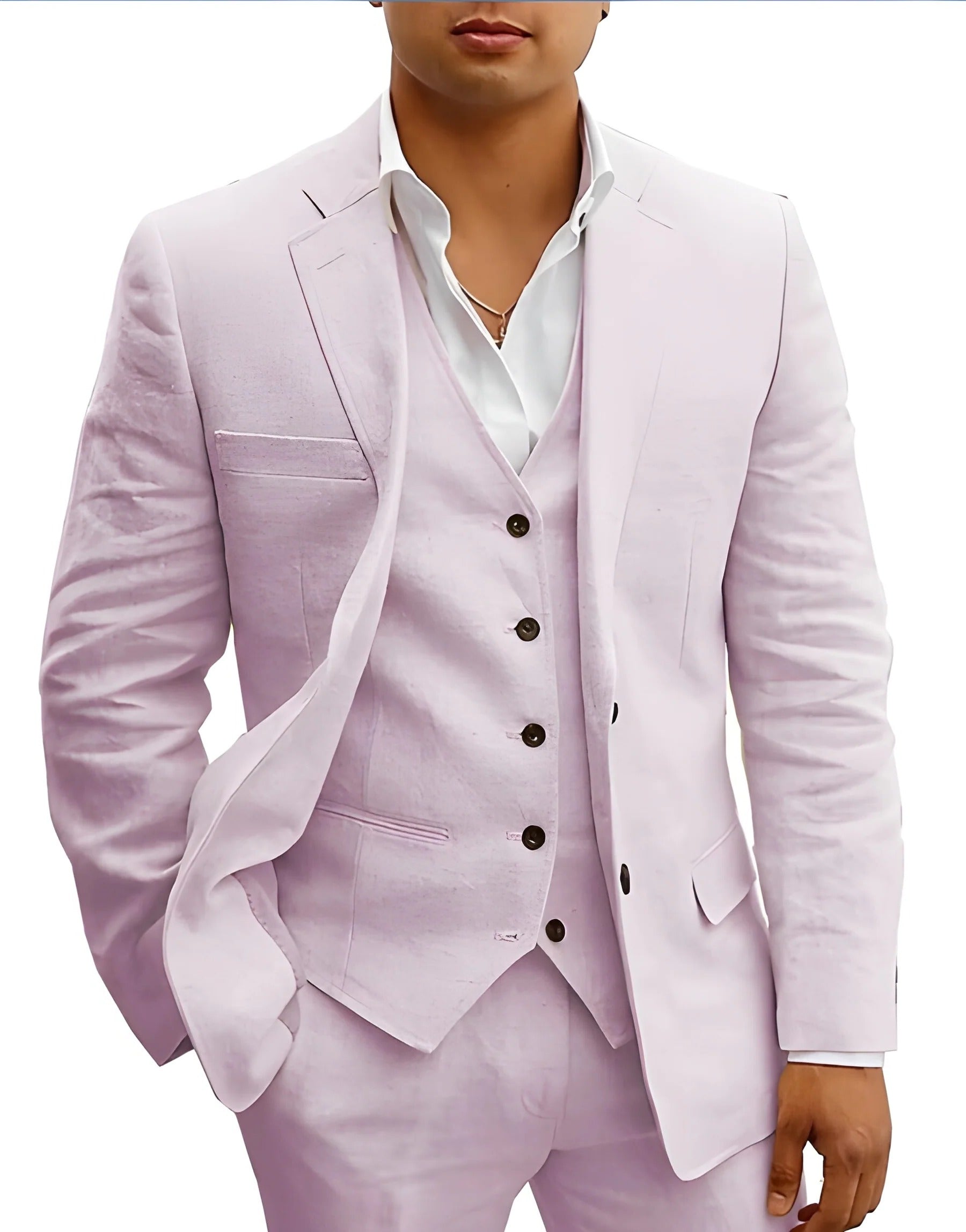 Lightweight Three-Piece Suit with Jacket, Waistcoat and Trousers for Summer Events