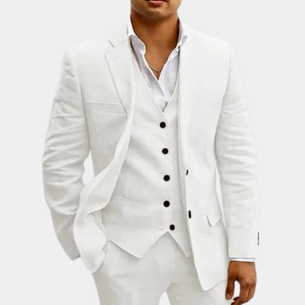 Lightweight Three-Piece Suit with Jacket, Waistcoat and Trousers for Summer Events