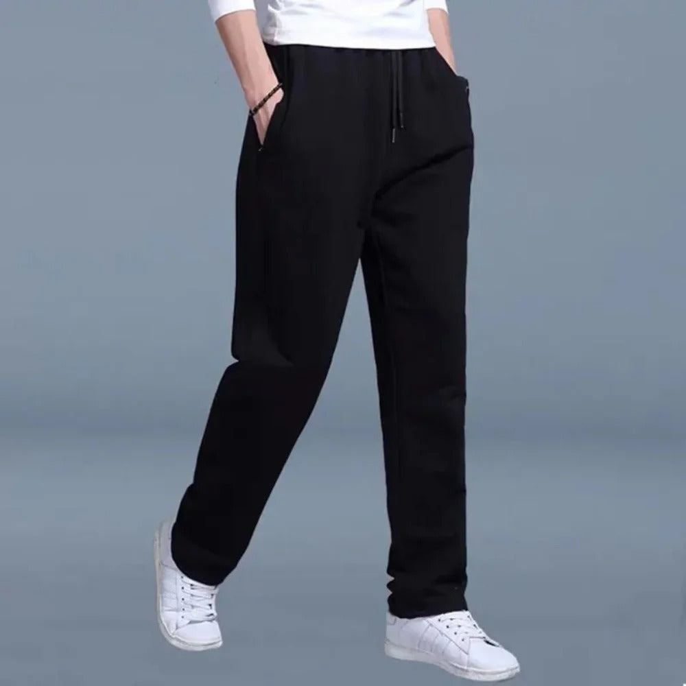 Men's Cotton Polyester Sweatpants with Moisture-Wicking Fabric and Deep Side Pockets
