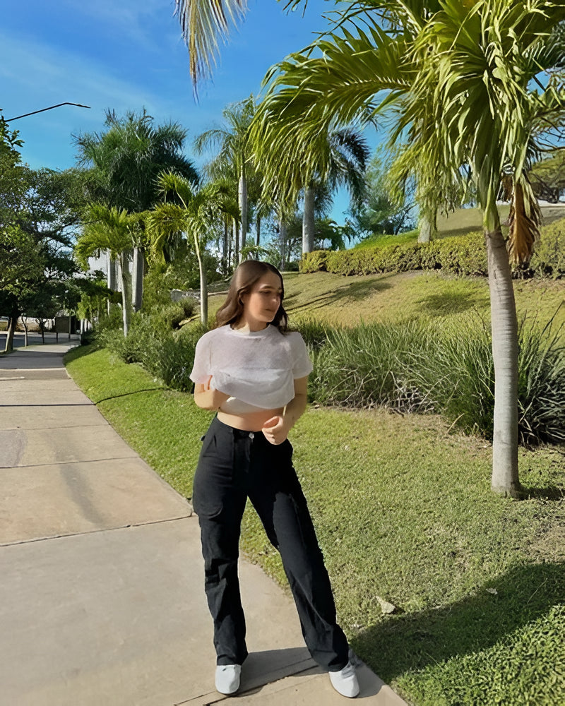 Cotton Blend Cargo Pants with Adjustable Waist Belt and Multiple Pockets