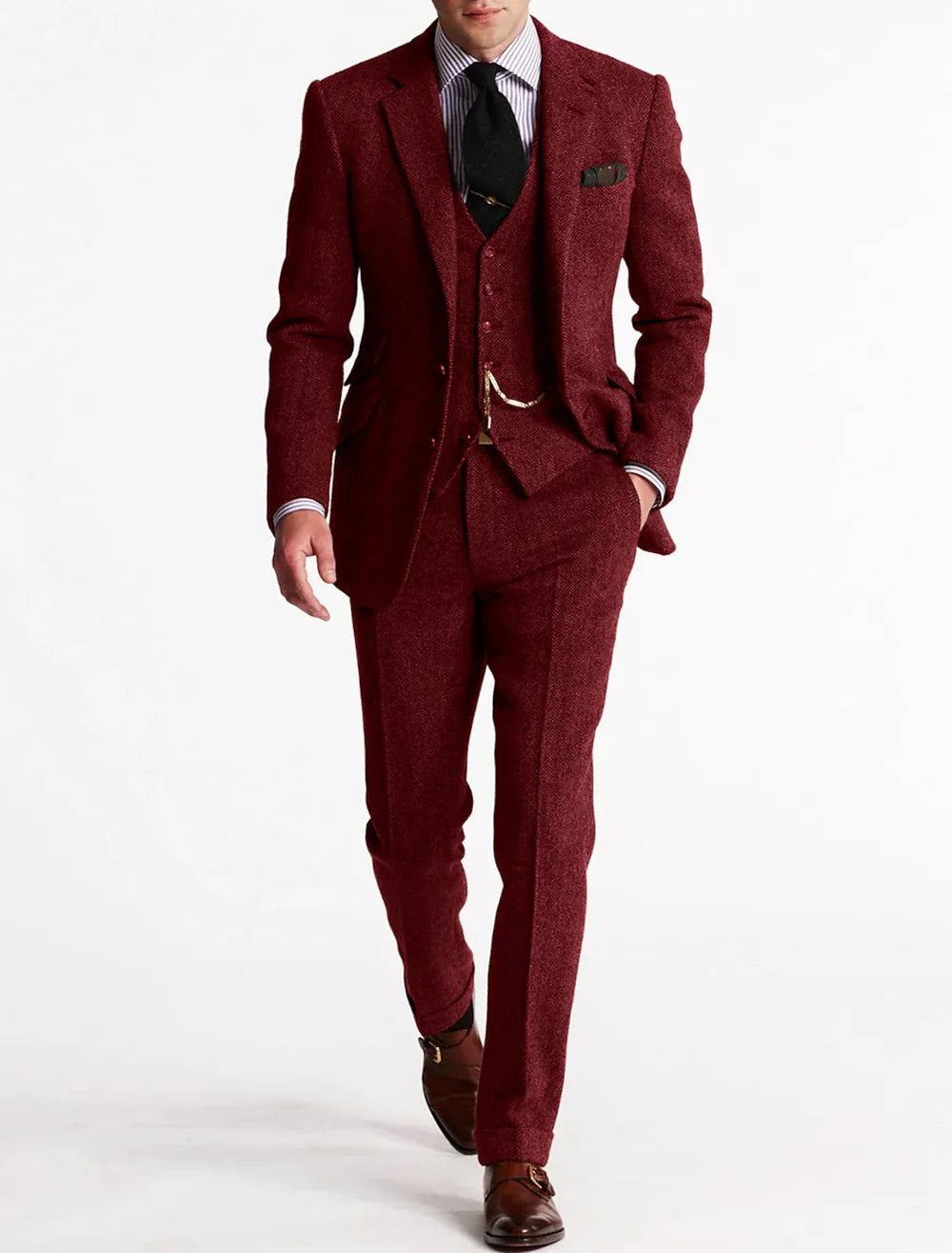 Tweed Tuxedo Suit with Jacket and Flat Front Trousers